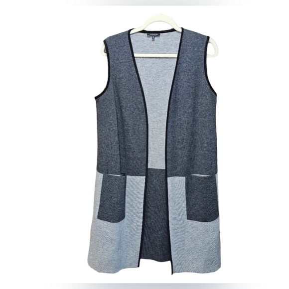 Lafayette 148 New York Tops - LAFAYETTE 148 $499 Retail New York Sleeveless Colorblock Cardigan, Medium, Gray